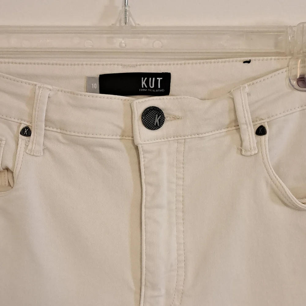 Kut from the Kloth White Slightly Cropped Wide Leg Jeans Misses Size 10 - Picture 7 of 10